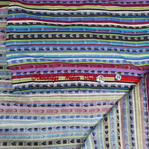 Robert Graham Flip Cuff Button Down Shirt Size XL Long Sleeve Colorful Stripes - Picture 11 of 12